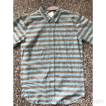 Fashionable Man Blue And Brown Stripe Cotton Shirt